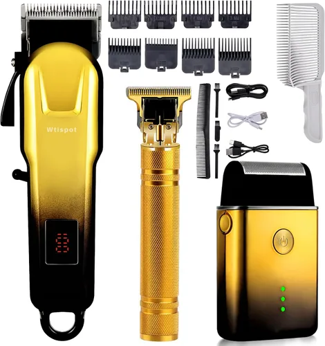 Juego de cortapelos para hombres, cortadora de cabello con pantalla LED, cortadora de cabello profesional inalámbrica afeitadora cortadora de barba,