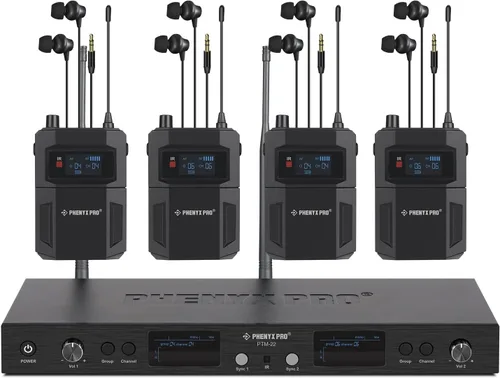 Miniatura 7 de Phenyx Pro UHF Mono Dual Sistema de monitores intrauditivos inalámbricos, Sistema IEM inalámbrico de metal, Receptor bodypack resistente, 2x50