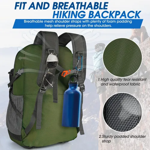 Miniatura 4 de IGOLUMON Mochila de senderismo de 40 L, plegable, ligera, mochila de camping para hombres y mujeres, impermeable, mochila de senderismo al aire