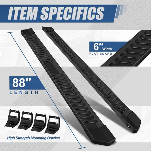 Miniatura 3 de Auto Dynasty - Estribos de 6 pulgadas compatibles con Ford F-150 F-250 F-350 SuperCrew Cab 2015-2024, pasos laterales negros con revestimiento