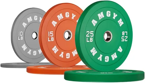 Miniatura 50 de Discos de peso olímpicos de 2 pulgadas y caucho para barras, discos para gimnasio en casa, entrenamiento de fuerza y levantamiento de pesas, 10 a