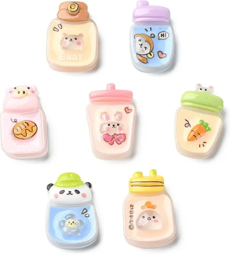 Miniatura 7 de LiQunSweet 50 unidades de taza de agua con forma de taza de agua, vaca, zanahoria, conejo, mono, cerdo, panda, gato, pollito, oso, cuentas