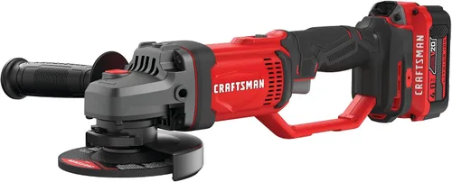CRAFTSMAN V20 Kit de herramientas de amoladora angular inalámbrica, 4-1/2 pulgadas, batería y cargador incluidos (CMCG400M1)