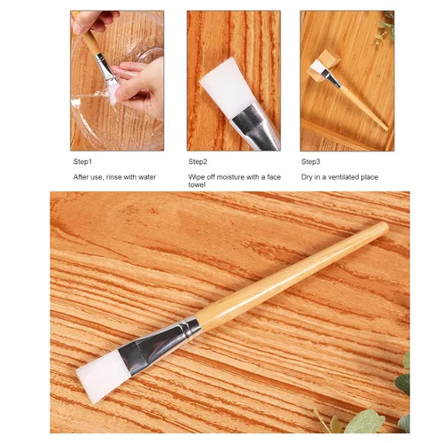 Miniatura 7 de 10 cepillos de máscara facial, aplicador de lodo de pelo suave, herramienta de cuidado de la piel DIY con mango de madera