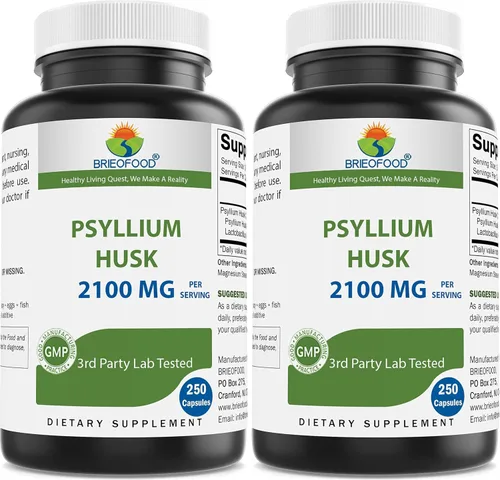 Miniatura 4 de Brieofood Suplemento de fibra de cáscara de psyllium con Lactobaciilus Acidophillus (La-14) - 2100mg por porción - 250 cápsulas - Ayuda a apoyar