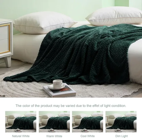 Miniatura 5 de Exclusivo Mezcla - Manta de forro polar tamaño individual para cama, 90x66 pulgadas, mantas suaves y acogedoras de franela jacquard, ligeras y Verde