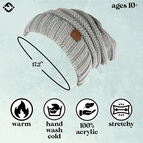 Miniatura 385 de Funky Junque Gorro de moda de punto trenzado de talla extragrande, grueso, abrigado, suave y holgado