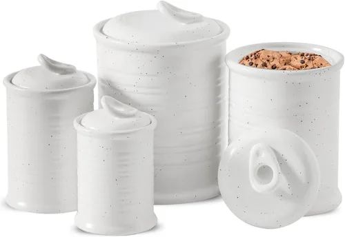Miniatura 10 de Juegos de tarros de almacenamiento de alimentos de cerámica Nihow: recipiente con tapa de cerámica hermética para Marrón