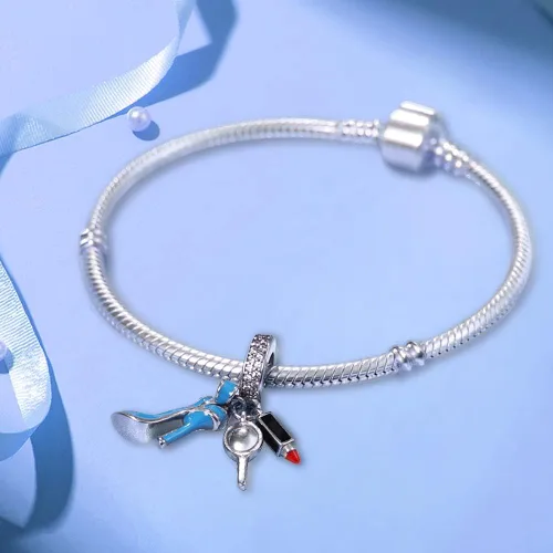 Miniatura 2 de Abalorio de plata de ley 925 para pulseras y collares Pandora para mujer, circonitas cúbicas 5A, cuentas de joyería