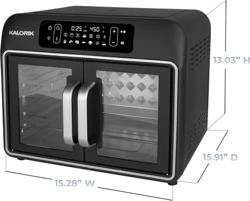 Miniatura 6 de Kalorik Horno de convección de freidora de aire, serie de diseñador, 26 cuartos de galón con ventilador de doble velocidad, puertas francesas