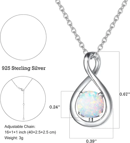 Miniatura 5 de FANCIME - Joyería de plata de ley 925 con topacio citrino creado simple solitario con un colgante de infinito de cumpleaños y aniversario de Navidad