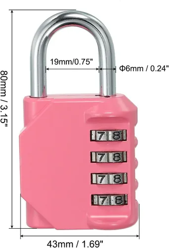 Miniatura 2 de PATIKIL Candado de combinación de 4 dígitos de 3 pulgadas de largo, cerradura de combinación reiniciable de aleación de zinc impermeable para caja