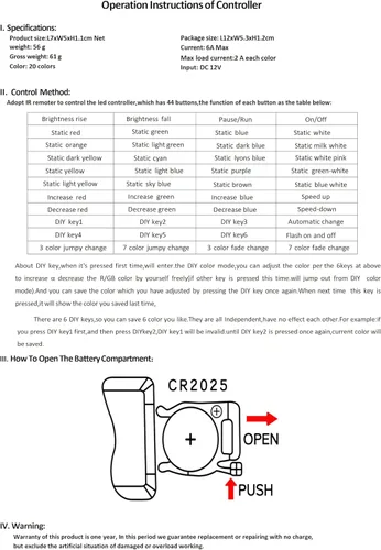 Miniatura 8 de BZONE Controlador de luz de tira LED (control remoto IR de 44 teclas)