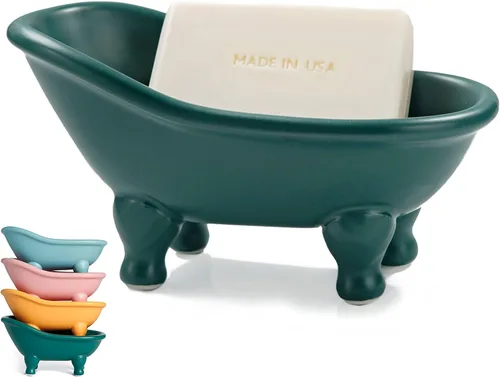 Miniatura 8 de 1 pieza de 5.6 pulgadas de cerámica negra mini jabonera pequeña maceta organizador de maquillaje contenedor Hamster bañera (negro)