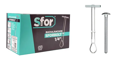 SFOR Paquete de 60 anclajes de perno de palanca de 1/4 pulgadas | Anclajes para paneles de yeso, tornillos para paneles de yeso, anclajes de pared y