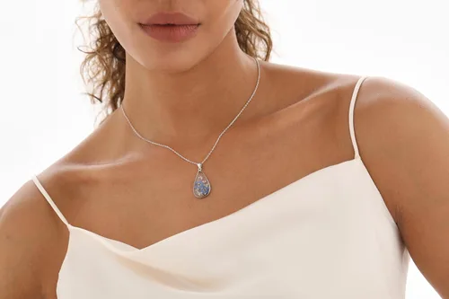 Miniatura 93 de Forget-Me-Not and Queen Anne's Lace Pressed Wildflower Necklace Birth Month Real Flower Necklace Gold/Silver Pressed Flower Jewelry