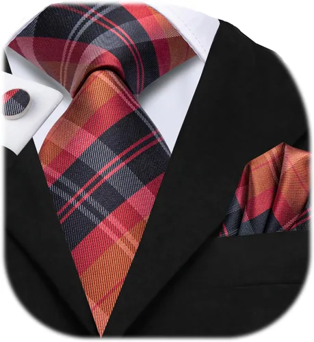 Miniatura 124 de Dubulle Corbata tejida de cachemira para hombre y gemelos de pañuelo para hombre, conjunto de gemelos para boda formal y negocios