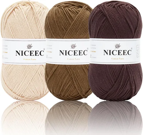 Miniatura 26 de NICEEC Hilo de algodón suave de 3 madejas, 5 capas, mezcla de algodón, suave y resistente, hilo para ganchillo y tejido, manualidades de bricolaje