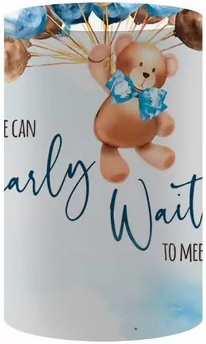 Miniatura 7 de We Can Bearly Wait to Meet You Baby Shower - Telón de fondo redondo para tema de oso de peluche, niño, azul pastel, marrón, baby shower, fondo
