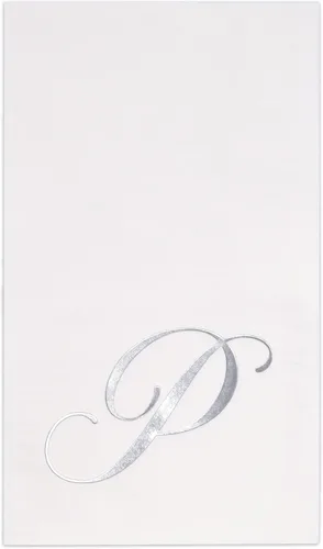 Miniatura 9 de Gift Boutique - 100 servilletas de invitados con monograma plateado en blanco, paquete de papel desechable con la letra B, elegante servilleta