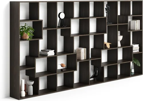 Miniatura 42 de Mobili Fiver, Iacopo XS Estantería con puertas de panel (63.31 x 31.5 pulgadas), color negro Ashwood, Made in Italy