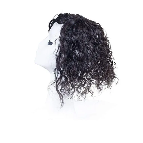 Miniatura 13 de RemeeHi Postizos en mono cabeza vuelta Remy cabello humano ondulado clip en la parte superior o Toupee Wiglet para pérdida adelgazamiento pelo
