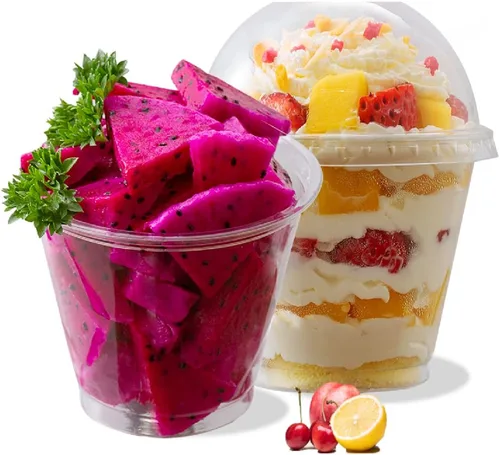 Miniatura 9 de Vasos de plástico transparente de 12 onzas con tapas de cúpula, tazas de postre con tapas (25 juegos), vasos desechables para fiestas de PET