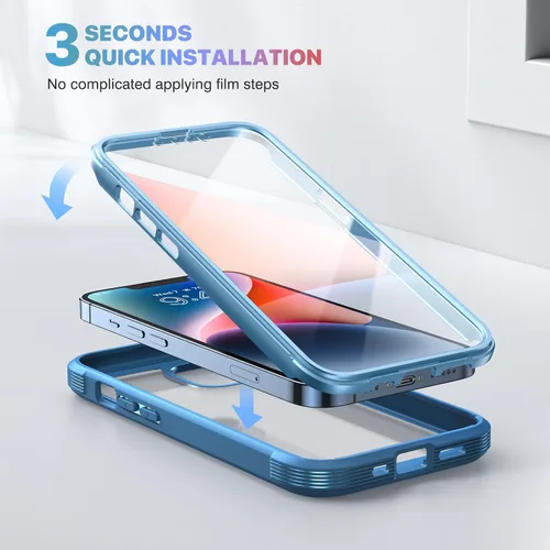 Miniatura 6 de Diaclara - Funda diseñada para iPhone 14, carcasa resistente de cuerpo completo con protector de pantalla integrado sensible al tacto, antiarañazos