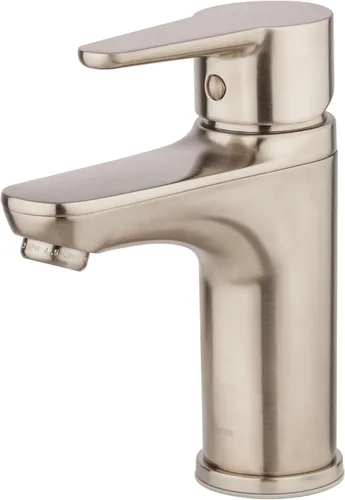 Pfister Pfirst LG142060K - Grifo moderno para lavabo de baño, manija única, un agujero, acabado de níquel cepillado, LG142060K