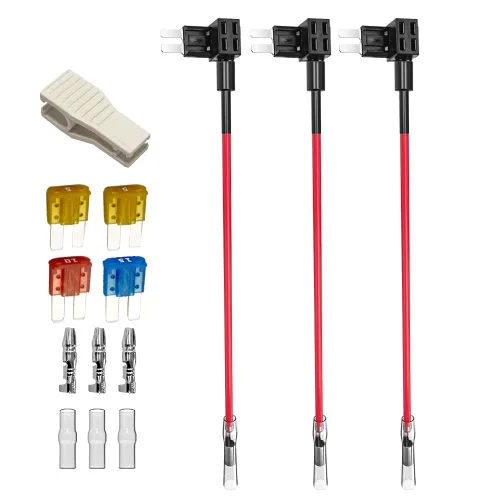 Gebildet 3 piezas 12V-24V Add-a-Circuit Micro2 Fusible Tap, soporte de hoja trasera de cerdito con arnés de cables, 4 fusibles Micro 2 (5A 10A 15A)