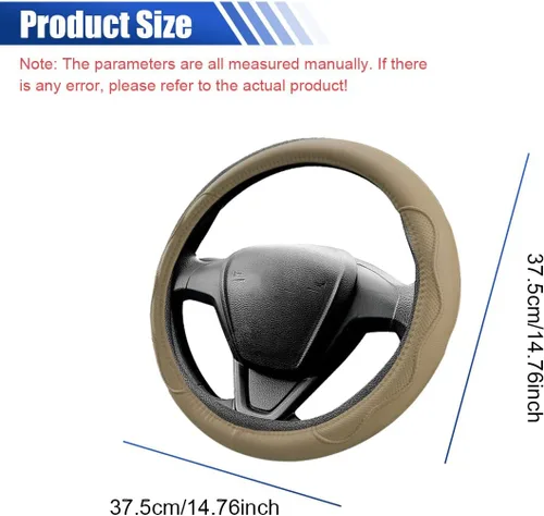 Miniatura 2 de Funda de cuero para volante de automóvil, 15 pulgadas, antideslizante, transpirable, protector de volante automotriz, accesorios universales