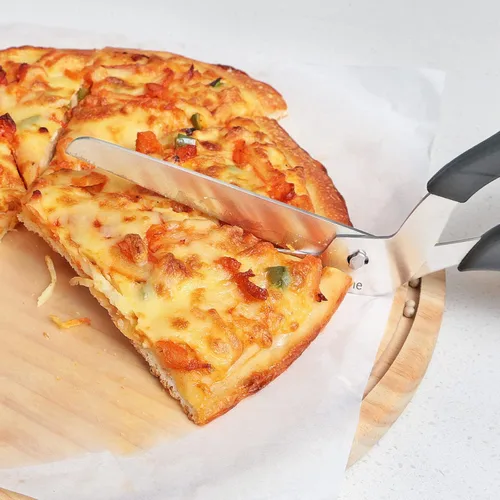 Miniatura 5 de Asdirne Tijeras para pizza, cortador de pizza con hoja desmontable ultra afilada y agarre ergonómico suave, 10.3 pulgadas, negro y gris Negro&gris
