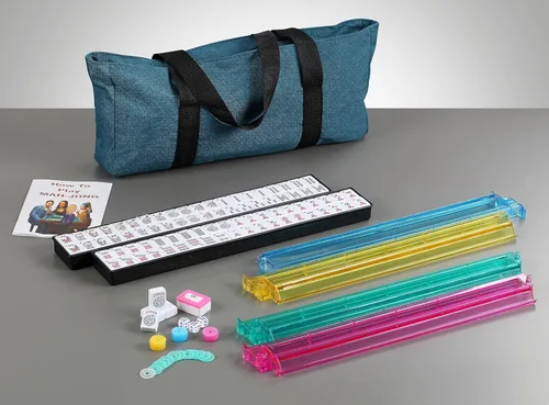 Miniatura 2 de 166 Tiles American Mahjong Set Soft Bag 4 todo en uno Color Empujadores Combo Fácil de transportar (verde azulado)