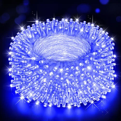 Cadena de luces de Navidad para exteriores, 125 pies con 350 luces LED, 8 modos y función de temporizador con memoria, luces de hadas parpadeantes,
