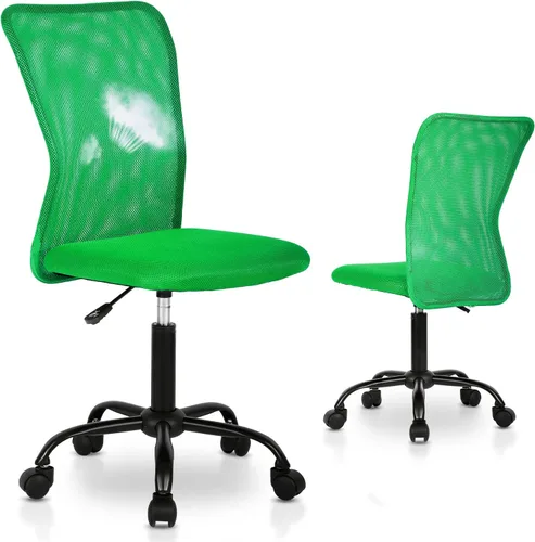 Miniatura 14 de Silla de oficina enrollable sin brazos de malla pequeña, silla de computadora ergonómica, sillas de oficina giratorias sin brazos con soporte Blanco