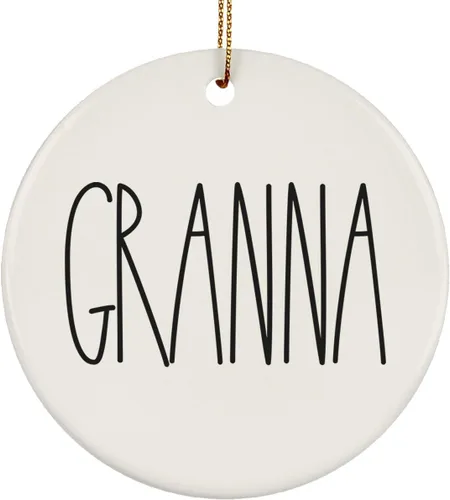 Miniatura 10 de Adorno familiar de Navidad, regalos de hija, hijo, adorno de círculo de cerámica de 3 pulgadas para colgar en el árbol – Día de la Madre