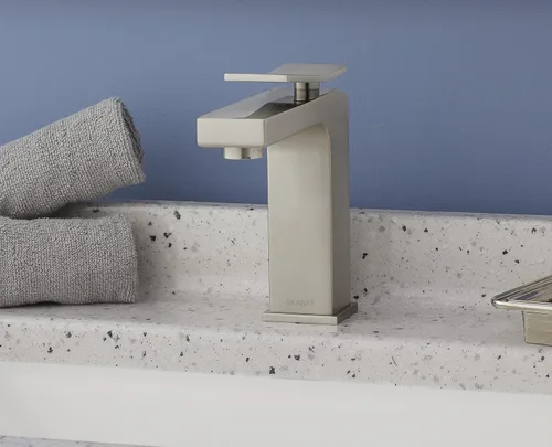 Miniatura 3 de Gerber Avian - Grifo de baño de una sola manija con drenaje de toque de metal, níquel cepillado cepillado níquel