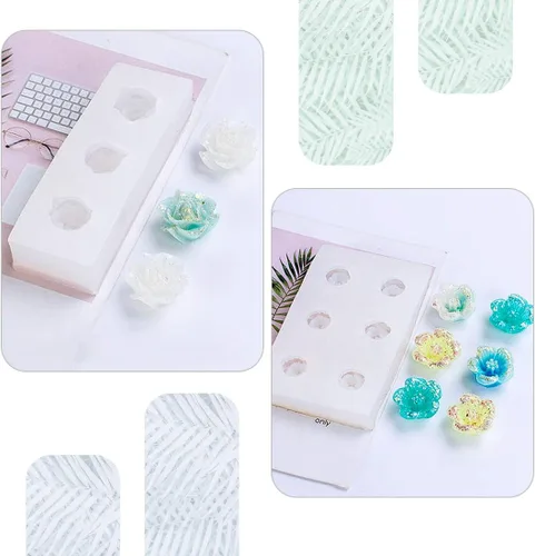 Miniatura 6 de 3 moldes de resina de flores, moldes de silicona rosa 3D, molde de fundición de epoxi, manualidades de cristal de bricolaje, collares, aretes