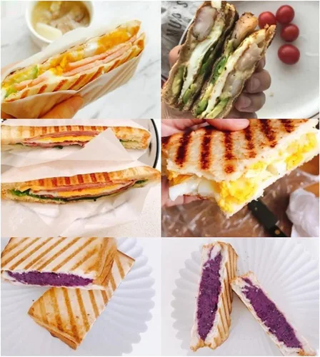 Miniatura 4 de Sartén para sándwich, sartenes de desayuno para evitar pegar panini haciendo panini patrón rejilla adecuada para hacer sándwiches
