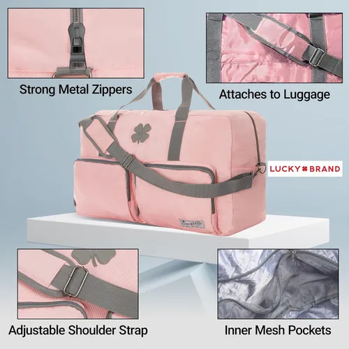Miniatura 4 de Lucky Brand Bolso de fin de semana plegable para adultos con correa de hombro ajustable para adultos unisex, Rosa (Bridal Rose), Deportes