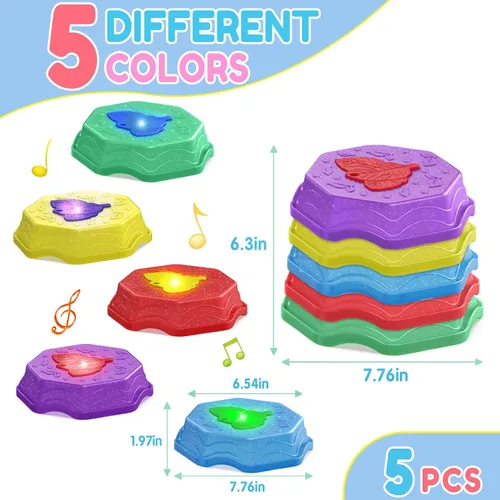 Miniatura 3 de Piedras Saltarinas para Niños con Luz y Música, Juguete Sensorial para Pequeñitos para Curso de Obstáculos y Coordinación, Regalos de Cumpleaños