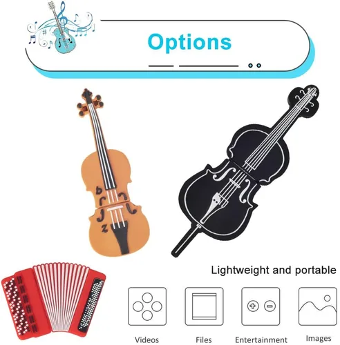 Miniatura 5 de BorlterClamp - Memoria USB de 16 GB, paquete de 5 unidades con bonito patrón de instrumentos musicales, regalo de unidad USB para estudiantes