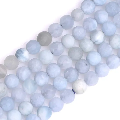 Miniatura 9 de JOE FOREMAN Cuentas esmeriladas mate de aguamarina azul de 0.472 in para hacer joyas, piedras preciosas naturales semipreciosas, redondas de 15