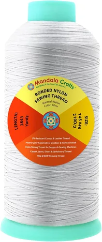 Miniatura 391 de Mandala Crafts - Hilo de nailon para coser cuero, tapicería, mezclilla y para trenzar el pelo; resistente, 1500 yardas, tamaño 69 T70 Marrón