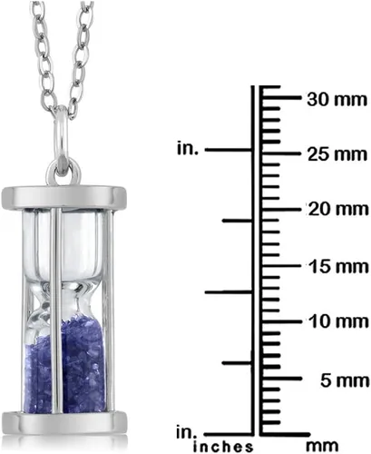 Miniatura 4 de Gem Stone King Colgante de reloj de arena de plata de ley 925 con cadena de polvo de piedras preciosas de 0,75 quilates de 18 pulgadas