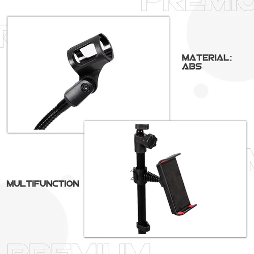 Miniatura 8 de SOLUSTRE Trípode de soporte de micrófono profesional ajustable con base antideslizante resistente soporte telescópico de micrófono para cantar