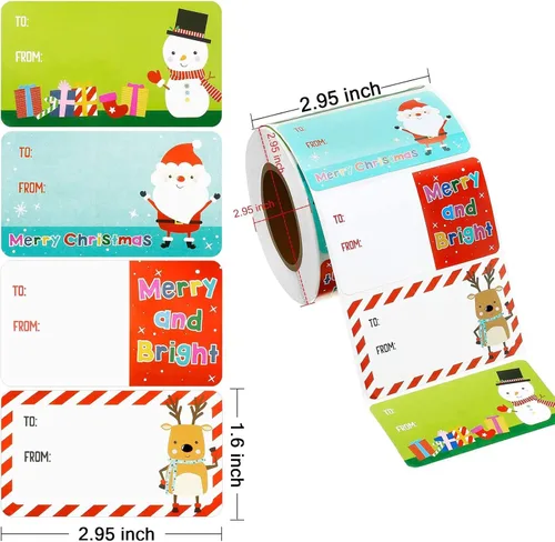 Miniatura 3 de Outus 500 Piezas Etiquetas de Navidad Autoadhesivas Etiquetas de Regalo para Regalos de Navidad Etiquetas de Nombre de Navidad Pegatinas para Papel