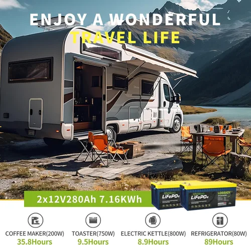 Miniatura 3 de LOSSIGY Batería LiFePO4 de litio RV de 12 V 280 AH, perfecta para sistema solar, marina, 2560 Wh 5000+ ciclos profundos, BMS integrado con 10 años