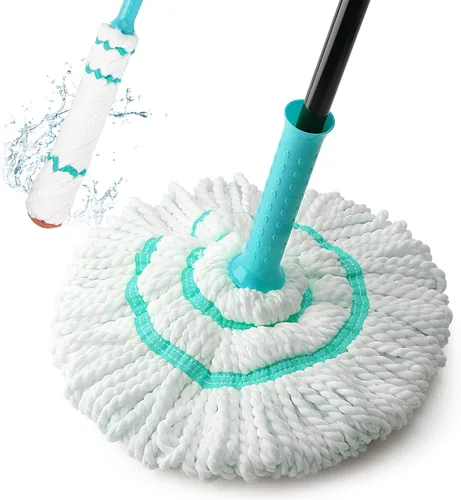 Miniatura 16 de KeFanta Trapeador autoescurridor para limpieza de suelos, fregona de microfibra con mango largo de 57 pulgadas, fácil de escurrir para cocina