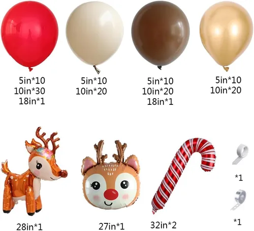 Miniatura 2 de Kit de 440 piezas de globos de Navidad para casa de jengibre, arco de globos marrón y blanco con piruletas, bastones de caramelo, hombre de jengibre